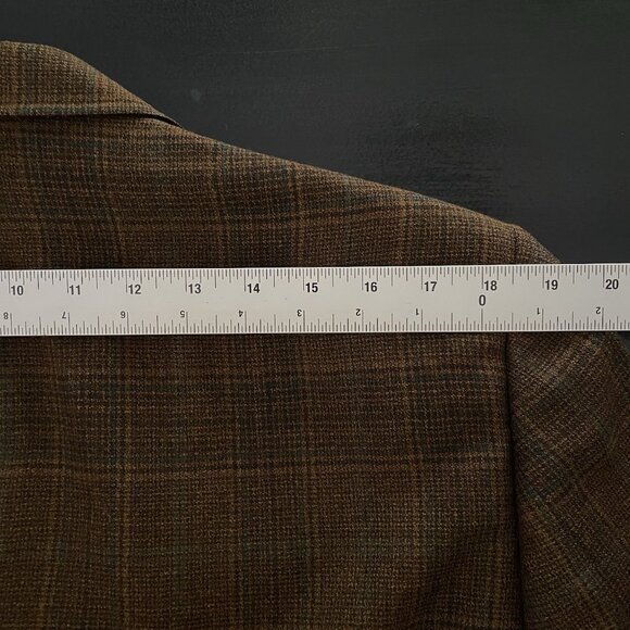 Vintage 60s 70s Kingsridge Sport Coat 44L 46L Brown Plaid Academia Ivy League - Picture 14 of 15